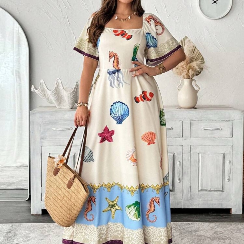 SHEIN Oceanic Charm Maxi Dress
